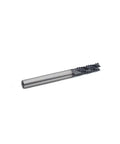 Roughing end mill, side view, HSS square-nose, 4-flute, 1/4 in shank, 3/4 in flute length