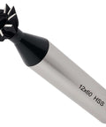 NACX 12mm x 60° HSS dovetail end mill with silver shank, front view
