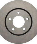 Front brake rotor for Chrysler/Dodge vehicles with five lug holes and center bore, metallic gray.