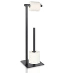 Freestanding Black Toilet Paper Holder Stand That Holds Up To 3 Tissue Rolls With Anti Drop Top Rod And Vertical Roll Storage Durable Metal Bathroom Organizer