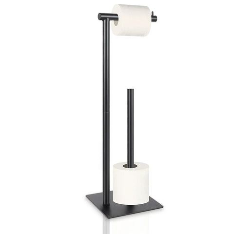 Freestanding Black Toilet Paper Holder Stand That Holds Up To 3 Tissue Rolls With Anti Drop Top Rod And Vertical Roll Storage Durable Metal Bathroom Organizer