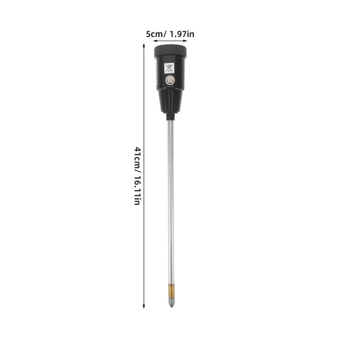 2-In-1 Soil Moisture Meter And PH Tester With A 12 Inch Probe, Portable Garden Tester, black casing, stainless steel probe