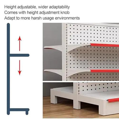 Heavy Duty Metal Storage Shelves Built Tough Floor Standing Shelving Unit For Garage Kitchen And Workspace Organization Rust Resistant Steel Rack With Heavy Load Capacity to Keep Your Setup Clean And Stress Free, showing height adjustable feature.