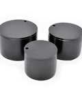 Trailer Axle Grease Cap Installation Kit With Three Size Tools For 1.99 2.45 And 2.72 Inch OD Caps Easy Fit Kit For Truck And Trailer Maintenance Durable Tools For Quick Replacement And Secure Fit shown with three black cylindrical tools.