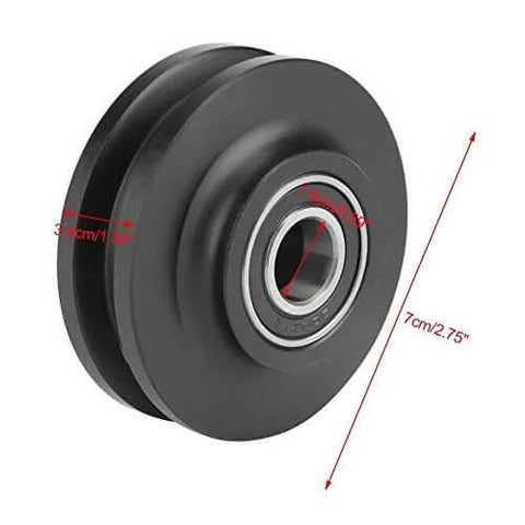 Two-Piece U-Groove Barn Door Wheel Set for DIY Installations, side view of heavy-duty pulley bearings, 3.75 inches diameter