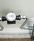 Dormont Flo-Pro MD 3-in-1 gas flow and pressure diagnostic tool on a 3/4-in NPT line with braided hoses.
