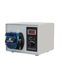 Three Rotor Peristaltic Pump With Stepper Motor, 24V Lab Dosing Pump, white, digital readout, side view