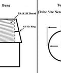 Diagram showing specifications for bung and tubing sizes for Heavy Duty 1/2 Inch Bore Four Link Rod End Kit With Convertible Bung Cones.