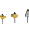 Three Piece Set Pro Grade Cemented Carbide Tenon Cutter With Six Beefy Adjustable Bearings For Woodworking Rabbeting Router Bits 1/4 Inch Shank