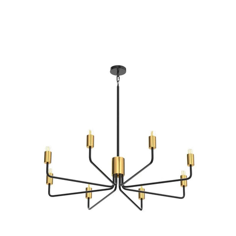 8 Light Black and Gold Modern Farmhouse Chandelier for Dining Room Industrial Candle Hanging Light Fixture for Living Room Kitchen Island Entryway Foyer That Elevates Your Space with a Dope Vibe showcasing metal arms and gold accents