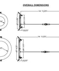 Detailed dimensions for Badass 6 Inch Led Round Recessed Downlight 5CCT Selectable 14W 1200 Lumens IC Rated Airtight Housing.