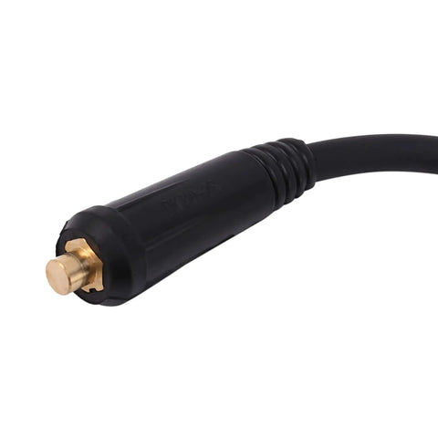Heavy Duty 300A Ground Welding Earth Cable Clamp Clip For Mig TIG Arc Welder With Chrome Plated 10-25 Plug Holder Tool close-up of a black plug connector.