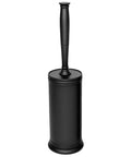 Long Handle Plastic Toilet Brush With Covered Holder Drip Free Stable Base And Hard Bristles Low Profile Bathroom Cleaner Set