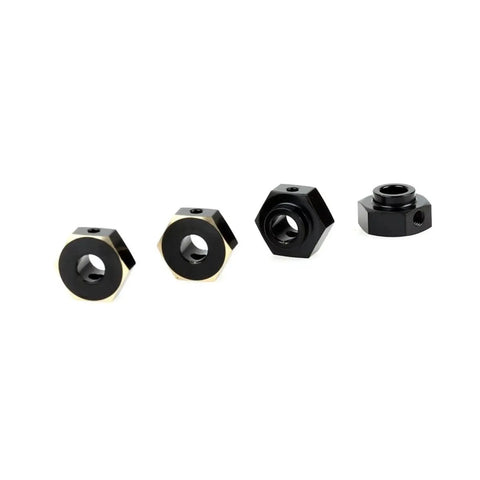 Axial Capra SCX10 II Pro 12mm Wheel Hex Upgrade CNC Brass For RC Crawlers shown in set of four