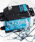 ZOSKAY 35kg high-torque coreless servo motor with metal and stainless steel gears, blue and black body.