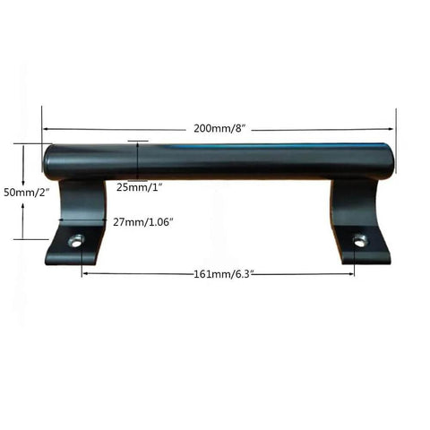 Front view of Two Piece 8 Inch Aluminum Alloy Sliding Door Handle Set, Modern Black Metal Pulls, Easy Grip Oval Design, Anti Rust Durable Hardware.