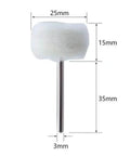 Detailed view of a polish brush from the 70 Piece Grinding Sanding Head Kit For Drill With Abrasive Buffing Wheels And Polish Brush Titanium Coated Heads With Dense Emery Grit For Uniform Fine Grinding And Polishing On Metal Wood Jewelry Lightweight Durable Build showing dimensions of 25mm diameter and 15mm height.