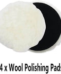 4-pack of 6 Inch Wool Polishing Pads from 6 Inch Wool Polishing Pad Kit With Backer Pad And M14 Drill Adapter For Drill Buffers