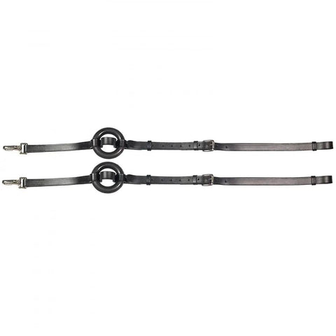 Leather Side Reins With Rubber Donuts For Horse Lunging And Training Black Adjustable Training Gear That Helps Calm Your Horse