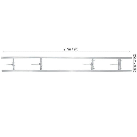 Rail Mill Guide System 9 Ft with 3 Crossbar Kits for chainsaw mill in aluminum, showing full length and structure, top view.