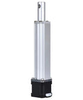 DC Stepper Motor Electric Linear Actuator With Automatic Retractor Table Arm in silver aluminum finish, showcasing 200mm stroke size.
