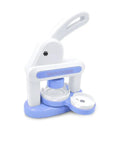 Totally Legit One Hand Button Maker Machine Kit Crafting Custom Pins And Badges Smooth Diy Press Kit 55 Mm Plus 35 Mm Supplies Quick Install Zero Stress in white and blue.