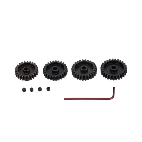 4 Pack Steel M1 5mm Shaft Pinion Gears Set 24T 25T 26T 27T For 1 Eighth Scale RC Cars with hex wrench and screws