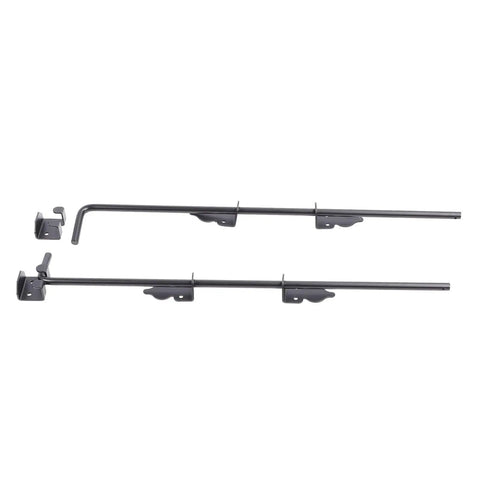 Beefy Heavy Duty 24 Inch Gate Drop Rod For Wood And Metal Fences Black Powder Coated Ground Latch With Mounting Screws Perfect For Locking Single Or Double Gates And Doors Against Wind And Pets, two rods with brackets