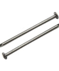 Top Shelf Metal Sliding Nails For Serious Woodworking And Furniture Assembly Solid Silver Hardware Fasteners No Sweat Common Pins. Two silver metal sliding pins, 50mm long with 6mm heads, ideal for DIY projects.