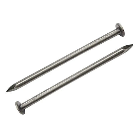 Top Shelf Metal Sliding Nails For Serious Woodworking And Furniture Assembly Solid Silver Hardware Fasteners No Sweat Common Pins. Two silver metal sliding pins, 50mm long with 6mm heads, ideal for DIY projects.
