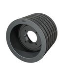 Top Tier Rock Solid MST Sheave With Bushed Groove For Quick V Belt Install And Heavy Duty Power Transmission Pulley shown in black finish.
