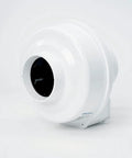 RN2 Radon Fan For 4 Inch Ducts Ultra Quiet And Efficient Radon Mitigation Indoor Outdoor Ready 220 CFM White unit side view