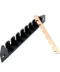 E5 Series Circuit Breaker Mount Bracket For 8-Slot Nylon Busbar Heat Resistant Holder shown in black with copper bar