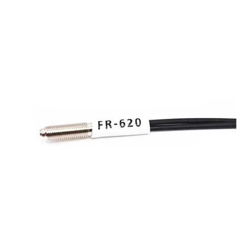 Fiber Optic Sensor Cable, FR-620 Compatible, 2 Meter Length with quick connect, rugged metal end fitting for factory automation.