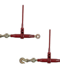 2 Pack Heavy Duty Ratchet Lever Load Binder Five Sixteenths To Three Eighths Inch Chain With Grab Hooks And Eye 7100 Lbs Working Load Limit Red Finish
