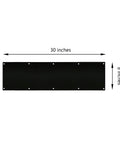 Protective Acrylic Door Kick Plate 30 Inch Long 8 Inch High Black Shield For 32 Inch Front Doors with dimensions shown