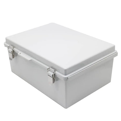 Watertight Electrical Junction Box With Mounting Plate And Clear Hinged Cover, Stainless Steel Latch, Durable Plastic Enclosure