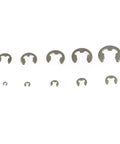 Assorted Shaft Retaining Ring E Clip Circlip Washer Kit With 10 Sizes From 1.5mm To 10mm in Black or Stainless Steel 120 Piece Set