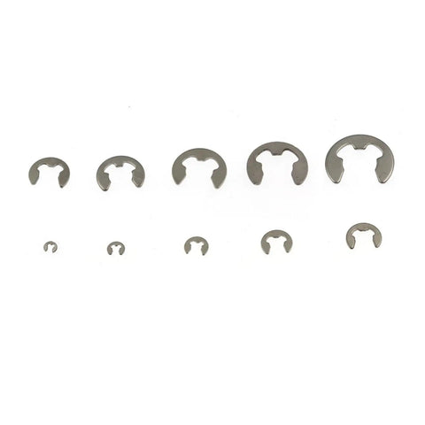 Assorted Shaft Retaining Ring E Clip Circlip Washer Kit With 10 Sizes From 1.5mm To 10mm in Black or Stainless Steel 120 Piece Set