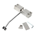 Rugged Stainless Steel Hydraulic Door Closer With Adjustable Speed For Lefty Or Righty Doors Black Universal Fit with screws and tools
