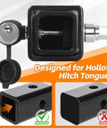 Anti Rattle Hitch Lock Pin Set With Five Eighth Inch Hollow Shank And Two And Five Eighth Inch Span, designed for hollow hitch tongues.