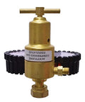 Front view of brass Uniweld RMC100 Centurion acetylene regulator with A outlet and 200 CGA inlet.