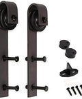 Sliding hardware for 36 Inch By 84 Inch DIY Solid Interior Barn Door Kit With Knotty Pine, Painted Dark Gray Finish, Hand Made In USA