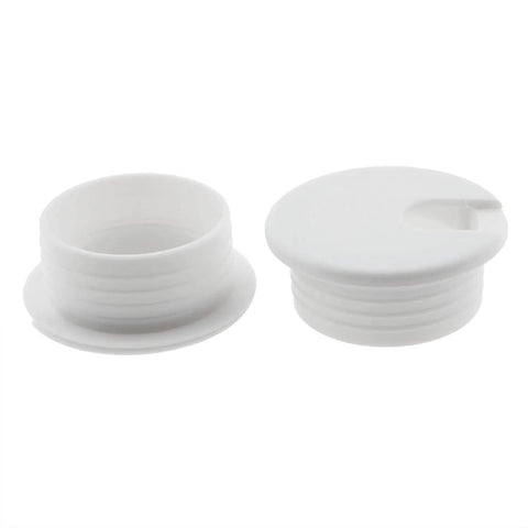 Solid White Desk Grommet Cable Cover Built Dense Abs Plastic For One Point Five Inch Cutouts, two grommets displayed.