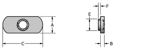 Diagram showing dimensions of 20 Pack 1/4-20 Spot Weld Nuts Dual Tab Fasteners Pro Hardware Kit for Aluminum Extrusion Jobs.