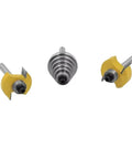 Three Piece Set Pro Grade Cemented Carbide Tenon Cutter With Six Beefy Adjustable Bearings For Woodworking Rabbeting Router Bits 1/4 Inch Shank