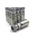 10-pack half inch JIC hydraulic fittings made of corrosion-resistant carbon steel for fluid power systems.