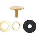 Brass cap, washer, nut, and rubber ring from Ten Piece Clock Repair Kit With Nuts, Washers, Rubber Rings And Brass Caps For Silent Movement Clocks.