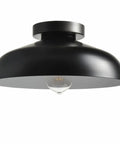 12 Inch Industrial Ceiling Light Fixture Black Metal Barn Style Semi Flush Mount, ideal for bedrooms, hallways, kitchens
