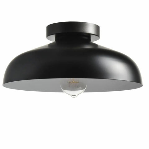 12 Inch Industrial Ceiling Light Fixture Black Metal Barn Style Semi Flush Mount, ideal for bedrooms, hallways, kitchens